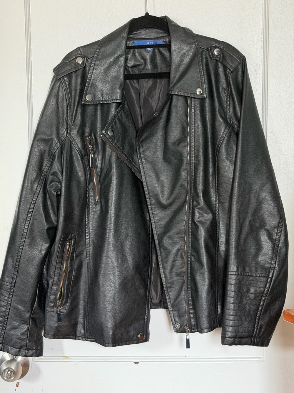Apt. 9 Black Faux Leather Moto Jacket
